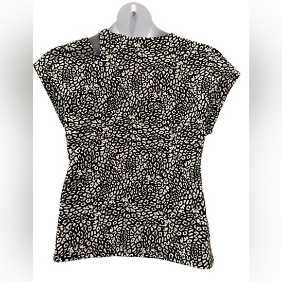 INC International Concepts Black and White Patterned Blouse, PL - Picture 3 of 5